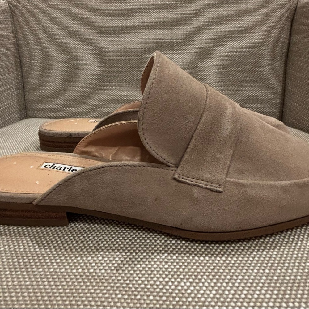 Charles David Tan Suede Mules Size 7